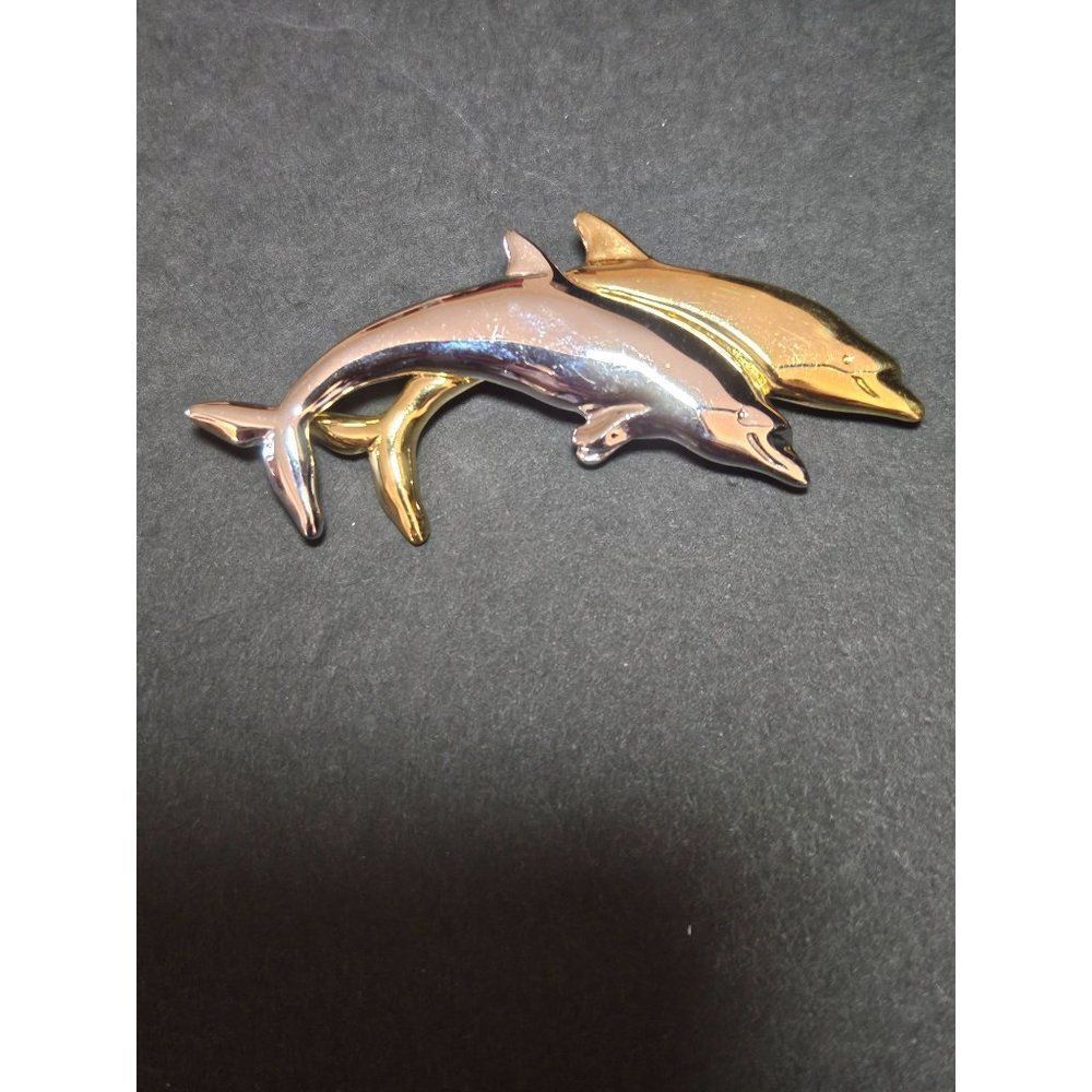 Liz Claiborne two-tone dolphin friends brooch